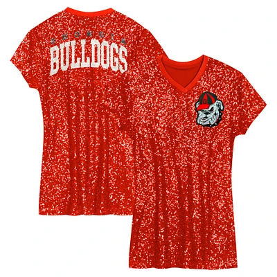 Robe à paillettes et col en V pour jeunes filles des Georgia Bulldogs rouges