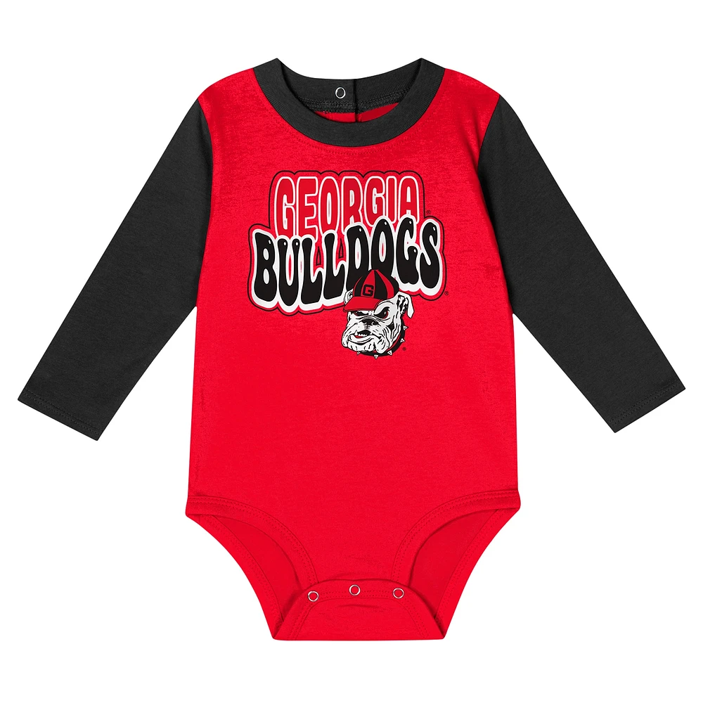 Infant Black Georgia Bulldogs Double Up Long Sleeve Bodysuit & Pant Set