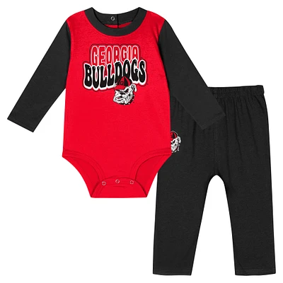 Ensemble body et pantalon à manches longues pour bébé Black Georgia Bulldogs Double Up