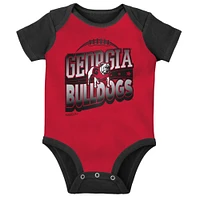 Infant Mitchell & Ness Black/Red Georgia Bulldogs 3-Pack Bodysuit, Bib and Bootie Set