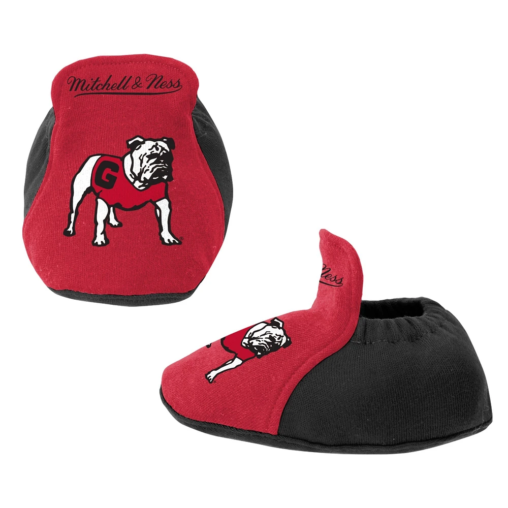 Infant Mitchell & Ness Black/Red Georgia Bulldogs 3-Pack Bodysuit, Bib and Bootie Set