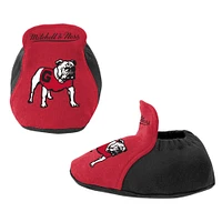 Ensemble de 3 bodys, bavoirs et chaussons Mitchell & Ness pour bébé Georgia Bulldogs, noir/rouge