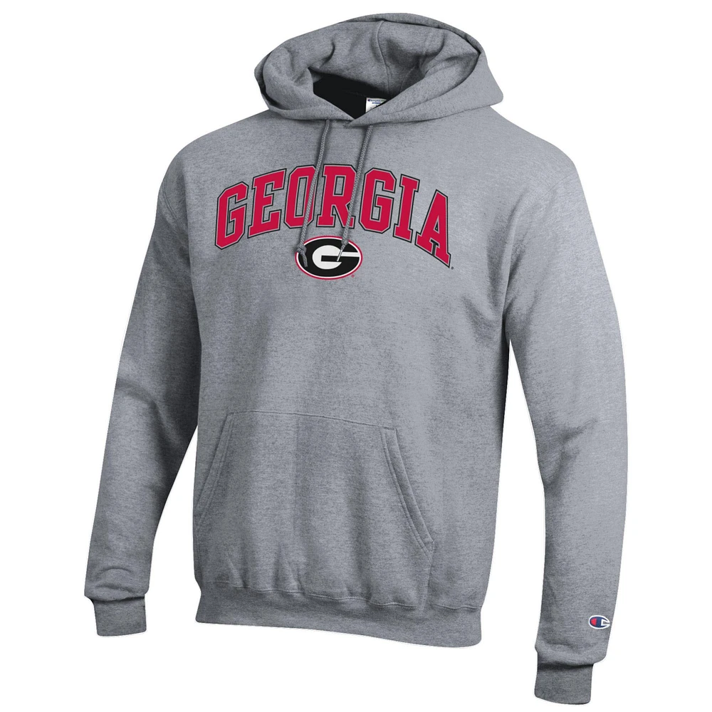Men's Champion  Heather Gray Georgia Bulldogs Arch Over Logo Pullover Hoodie