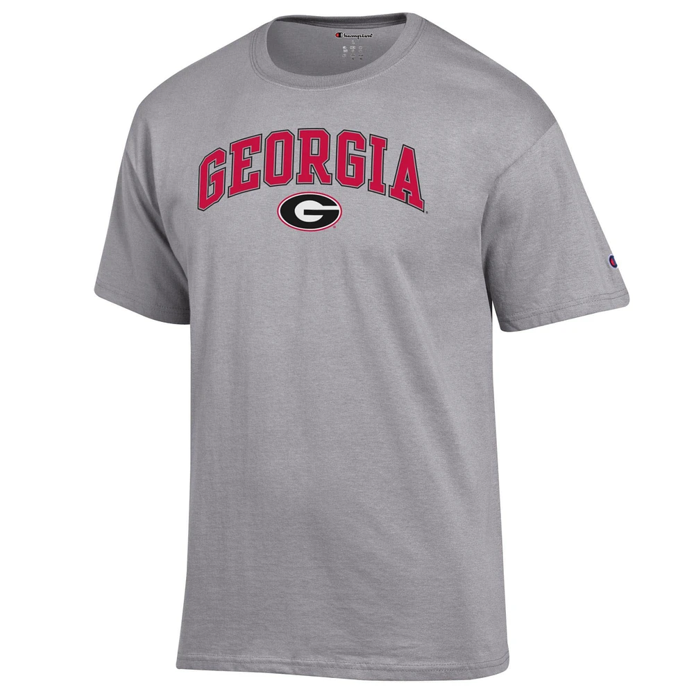 T-shirt gris chiné Champion pour homme avec logo Arch Over des Georgia Bulldogs