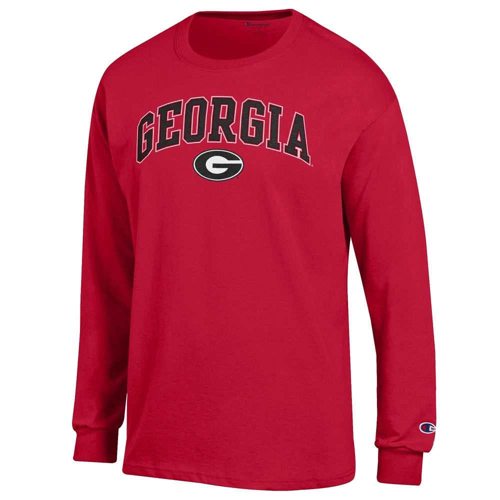 Men's Champion  Red Georgia Bulldogs Arch Over Logo Long Sleeve T-Shirt