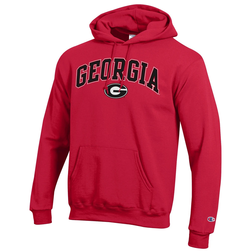 Men's Champion  Red Georgia Bulldogs Arch Over Logo Pullover Hoodie