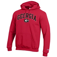 Men's Champion  Red Georgia Bulldogs Arch Over Logo Pullover Hoodie