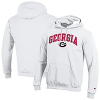 Sweat à capuche en molleton avec logo arqué Champion White Georgia Bulldogs pour homme