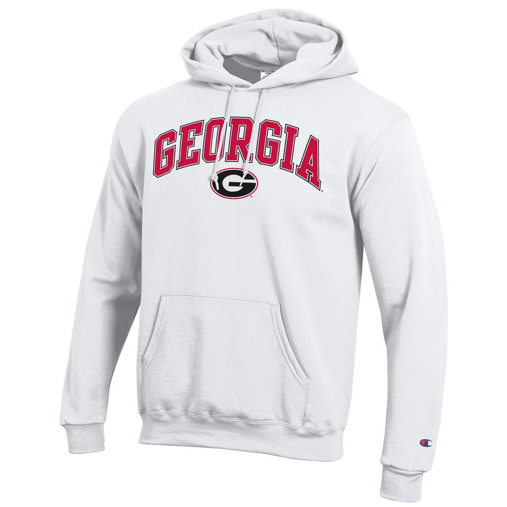 Sweat à capuche en molleton avec logo arqué Champion White Georgia Bulldogs pour homme