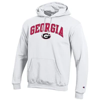 Sweat à capuche en molleton avec logo arqué Champion White Georgia Bulldogs pour homme