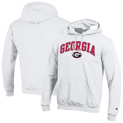 Sweat à capuche en molleton avec logo arqué Champion White Georgia Bulldogs pour homme