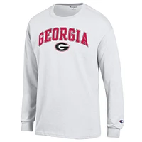 Men's Champion  White Georgia Bulldogs Arched Logo Long Sleeve T-Shirt