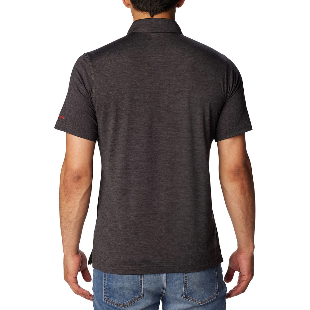 Polo Columbia Heather Black pour homme Georgia Bulldogs Tech Trail Omni-Wick