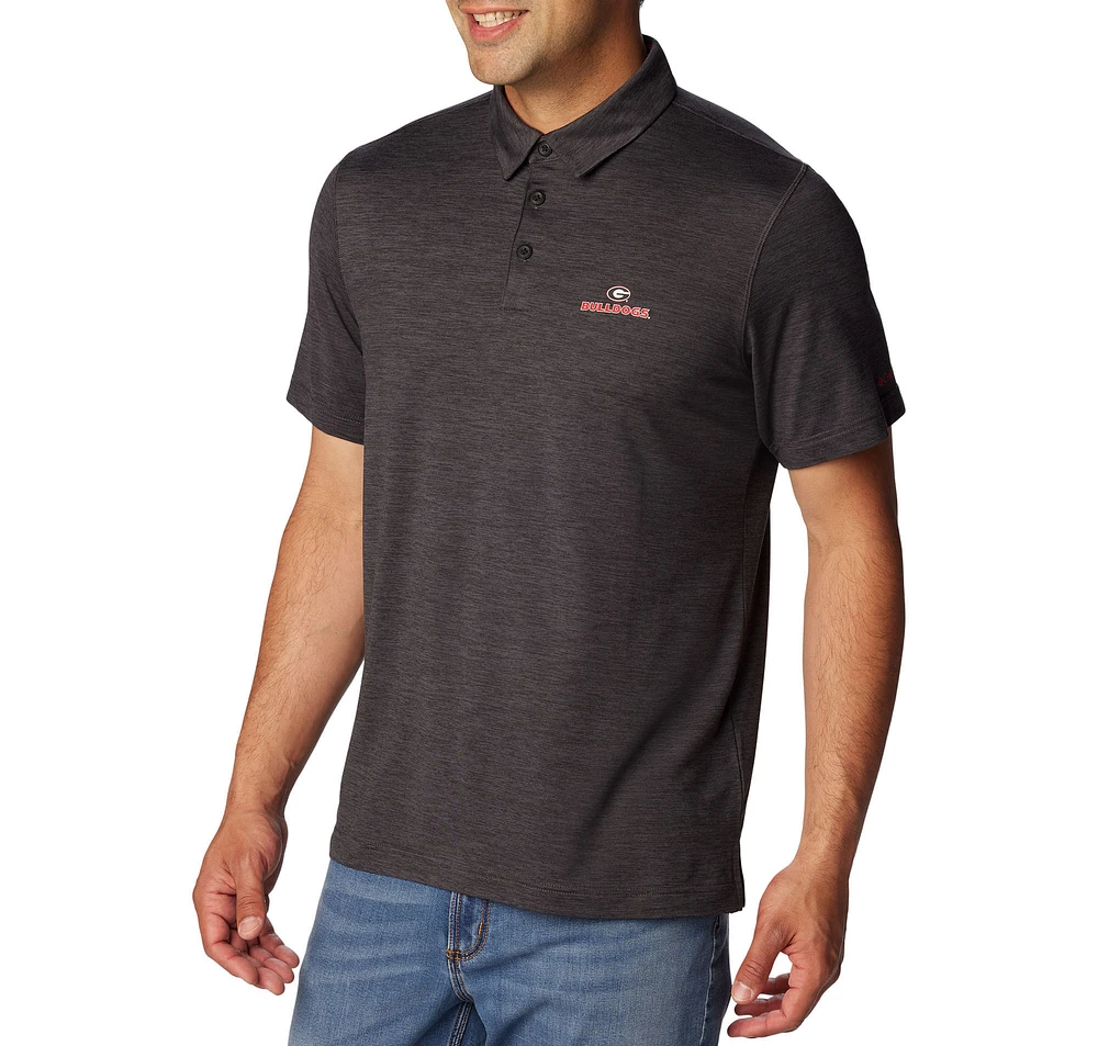 Polo Columbia Heather Black pour homme Georgia Bulldogs Tech Trail Omni-Wick