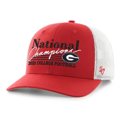 Georgia Bulldogs '47 College Football Playoff 2022 National Champions Script Trucker Snapback Adjustable Hat - Red