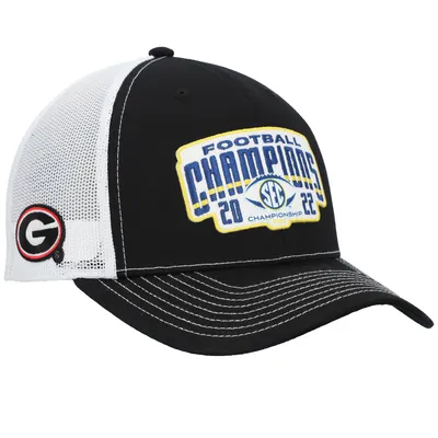 Georgia Bulldogs 2022 SEC Conference Champions Locker Room Adjustable Trucker Hat - Black/White