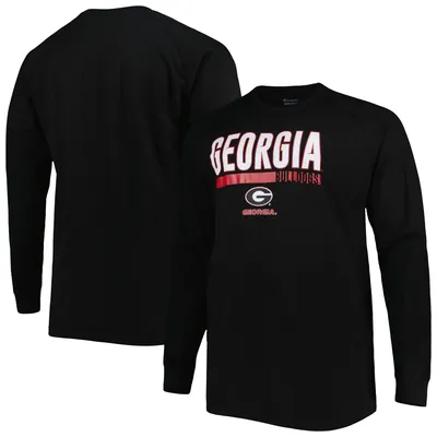 Georgia Bulldogs Big & Tall Two-Hit Raglan Long Sleeve T-Shirt - Black