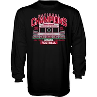 Men's Blue 84 Black Georgia Bulldogs College Football Playoff 2021 National Champions Stadium Schedule Long Sleeve T-Shirt