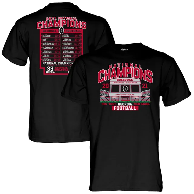 Georgia Bulldogs Blue 84 Youth College Football Playoff 2021 National  Champions Schedule T-Shirt - Red