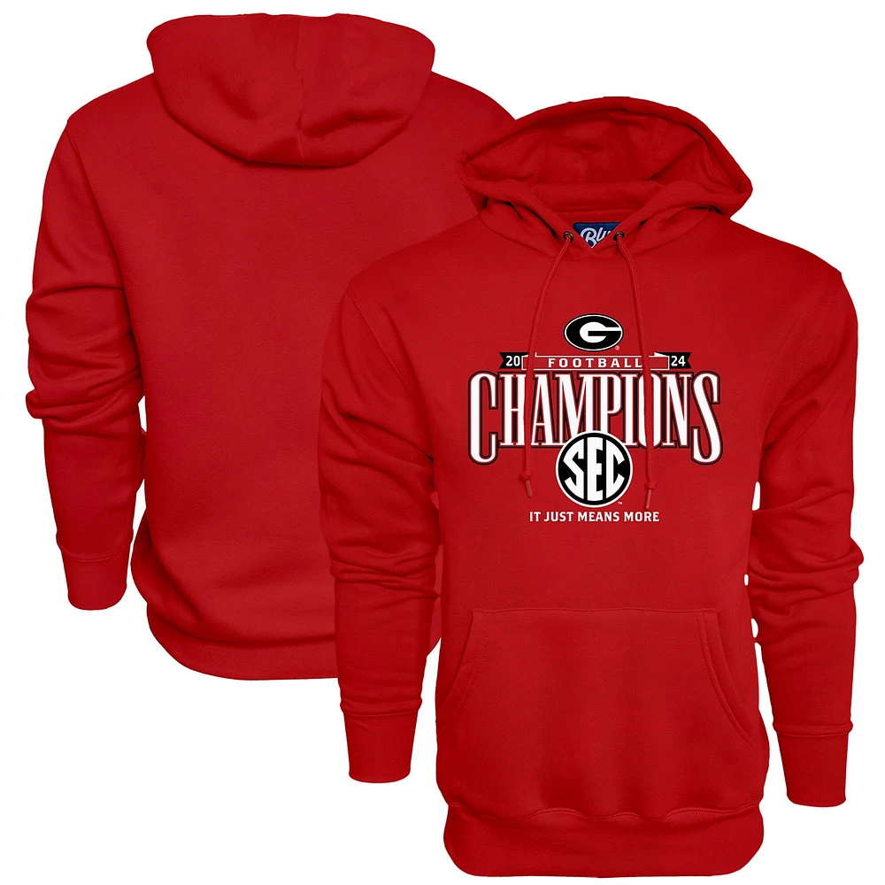 Sweat à capuche bleu 84 rouge Georgia Bulldogs 2024 SEC Football Conference Champions Locker Room pour homme