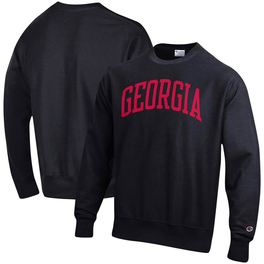 Men's Champion Black Georgia Bulldogs Arch Reverse Weave Pullover Sweatshirt