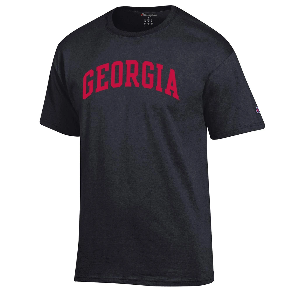 T-shirt noir basique Arch Champion pour homme des Georgia Bulldogs