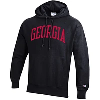 Men's Champion Black Georgia Bulldogs Team Arch Reverse Weave Pullover Hoodie