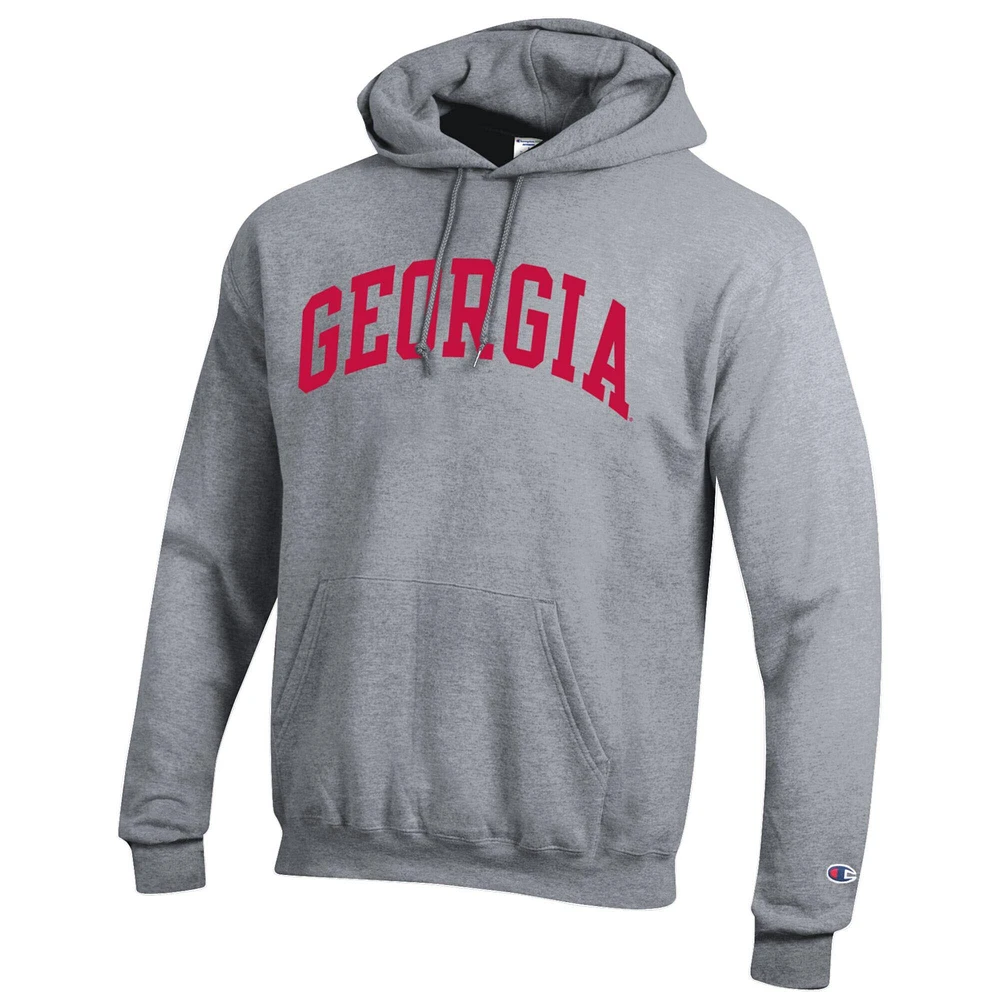 Men's Champion  Heather Gray Georgia Bulldogs Basic Arch Fleece Pullover Hoodie