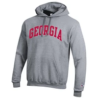 Men's Champion  Heather Gray Georgia Bulldogs Basic Arch Fleece Pullover Hoodie