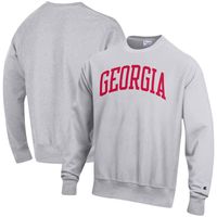 Men's Champion Heathered Gray Georgia Bulldogs Arch Reverse Weave Pullover Sweatshirt