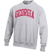 Men's Champion Heathered Gray Georgia Bulldogs Arch Reverse Weave Pullover Sweatshirt