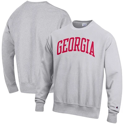 Men's Champion Heathered Gray Georgia Bulldogs Arch Reverse Weave Pullover Sweatshirt