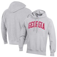 Men's Champion Heathered Gray Georgia Bulldogs Big & Tall Reverse Weave Fleece Pullover Hoodie Sweatshirt