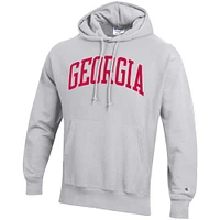 Men's Champion Heathered Gray Georgia Bulldogs Team Arch Reverse Weave Pullover Hoodie