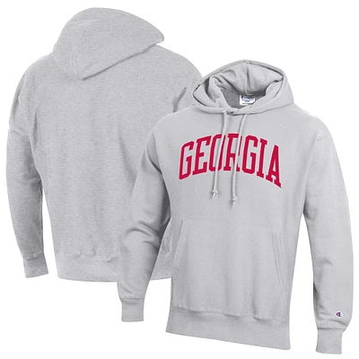 Men's Champion Heathered Gray Georgia Bulldogs Team Arch Reverse Weave Pullover Hoodie