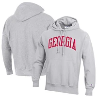 Men's Champion Heathered Gray Georgia Bulldogs Team Arch Reverse Weave Pullover Hoodie
