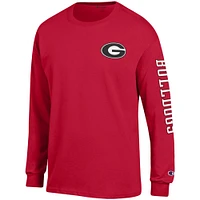 T-shirt à manches longues Champion Georgia Bulldogs Team Stack pour homme, rouge