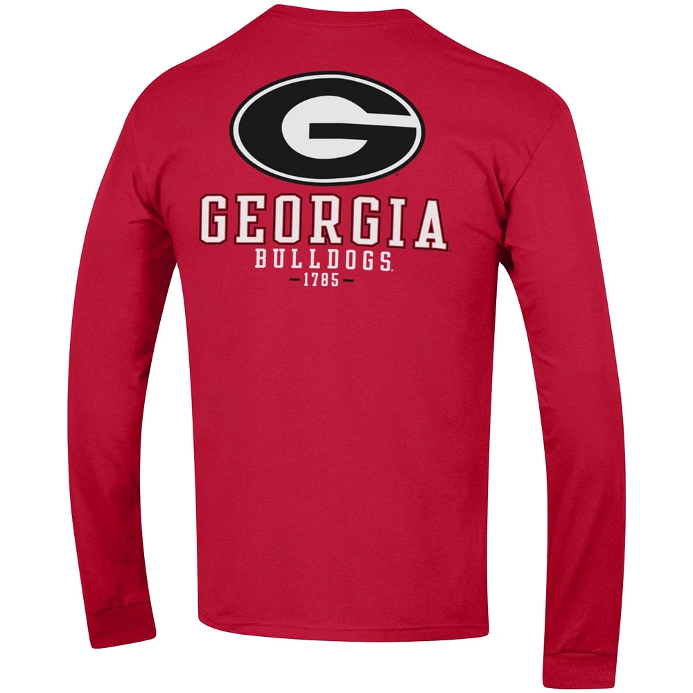 T-shirt à manches longues Champion Georgia Bulldogs Team Stack pour homme, rouge