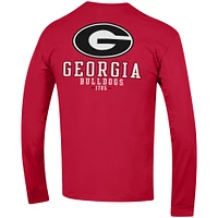 T-shirt à manches longues Champion Georgia Bulldogs Team Stack pour homme, rouge