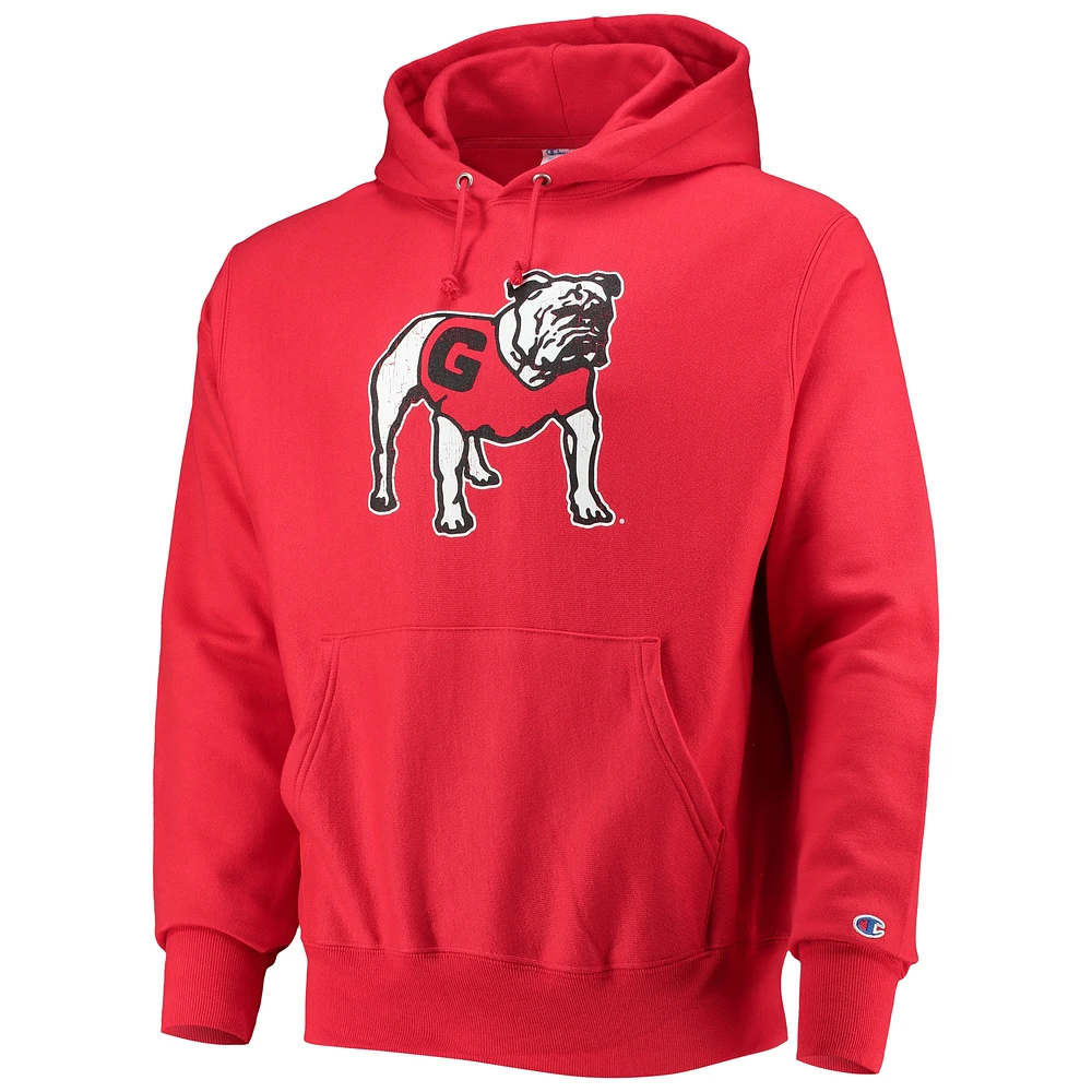 Men's Champion Red Georgia Bulldogs Vault Logo Reverse Weave Pullover Hoodie