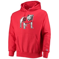 Men's Champion Red Georgia Bulldogs Vault Logo Reverse Weave Pullover Hoodie