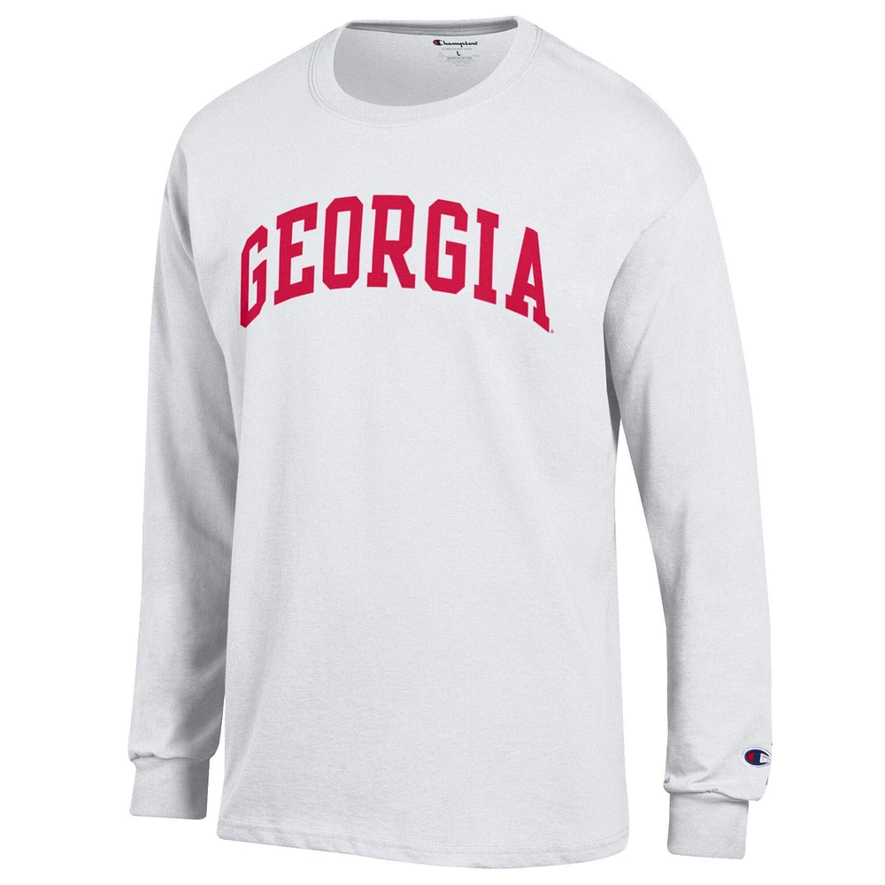 T-shirt à manches longues blanc Champion Georgia Bulldogs Basic Arch pour homme