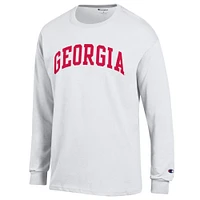 T-shirt à manches longues blanc Champion Georgia Bulldogs Basic Arch pour homme