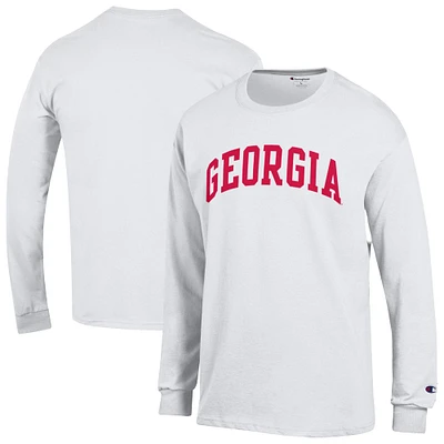 T-shirt à manches longues blanc Champion Georgia Bulldogs Basic Arch pour homme