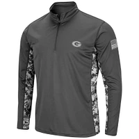 Colosseum Charcoal Georgia Bulldogs OHT Military Appreciation Digital Camo Lightweight Quarter-Zip Pullover pour homme