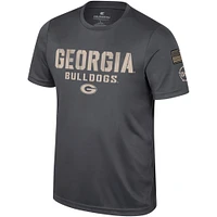 T-shirt d'appréciation militaire Colosseum Charcoal Georgia Bulldogs OHT pour hommes