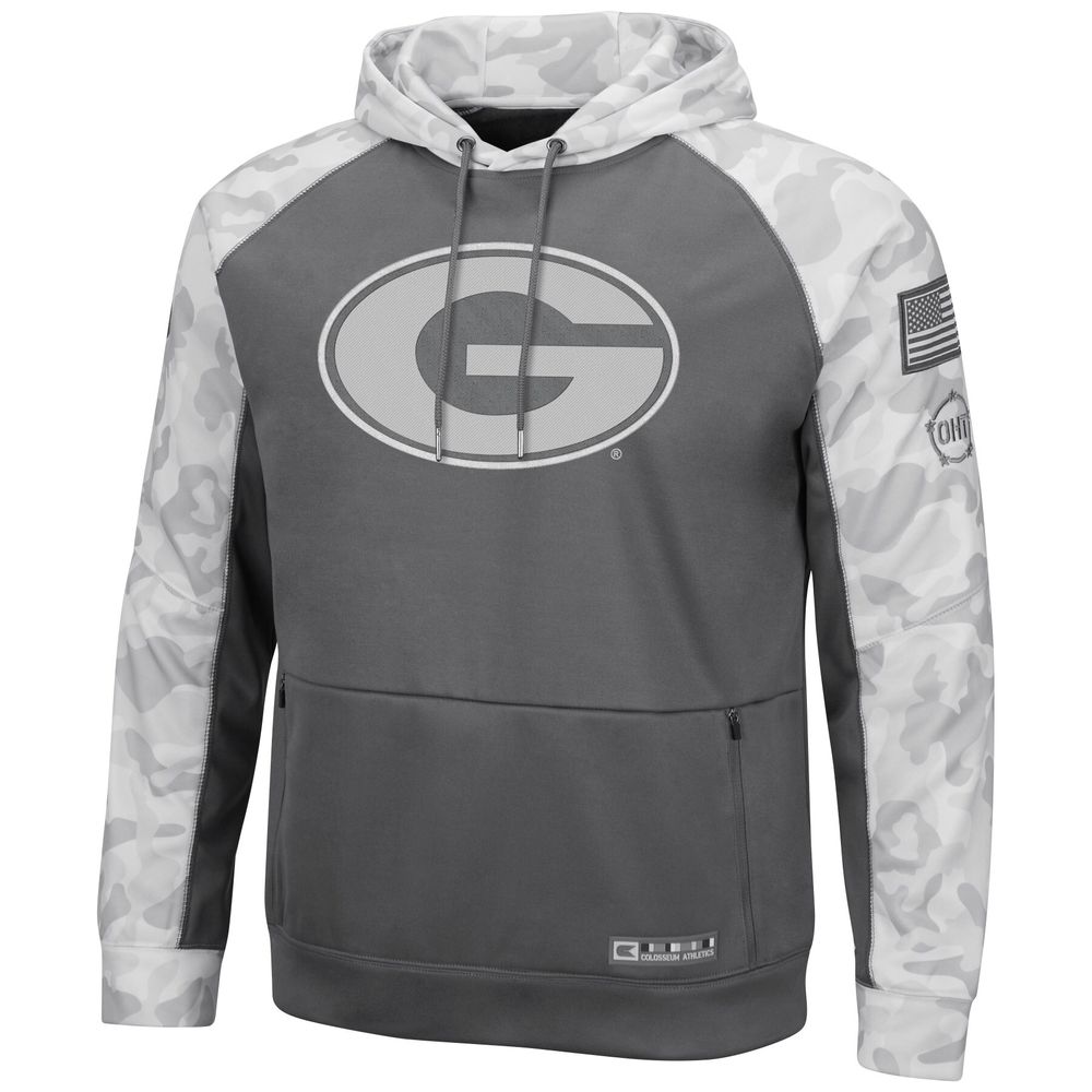 Men's Colosseum Black Georgia Bulldogs OHT Military Appreciation Raglan Pullover  Hoodie