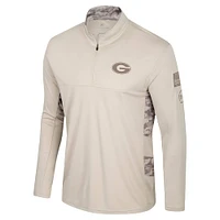 Men's Colosseum Natural Georgia Bulldogs OHT Military Appreciation Quarter-Zip Jacket