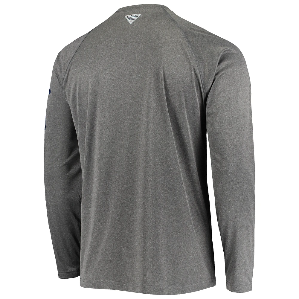 T-shirt à manches longues raglan Columbia Charcoal Georgia Bulldogs Terminal Tackle Omni-Shade pour homme