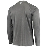 T-shirt à manches longues raglan Columbia Charcoal Georgia Bulldogs Terminal Tackle Omni-Shade pour homme